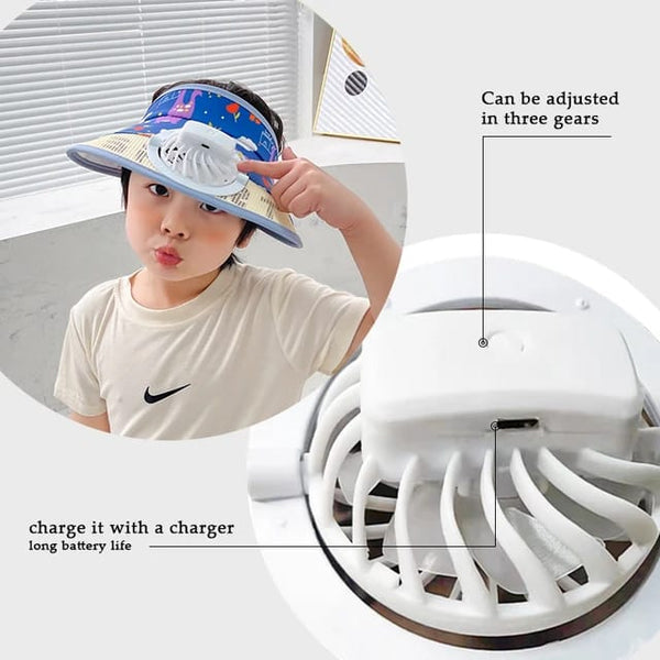Stay Cool and Stylish with our Animal-Themed Summer Sun Visor Cap: Adjustable Strap and Built-in Fan - Kidspark